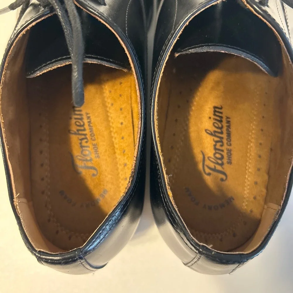 Florsheim Leather Oxford‎ Cap Toe Dress Shoes Men's 8.5 Black Lace Up